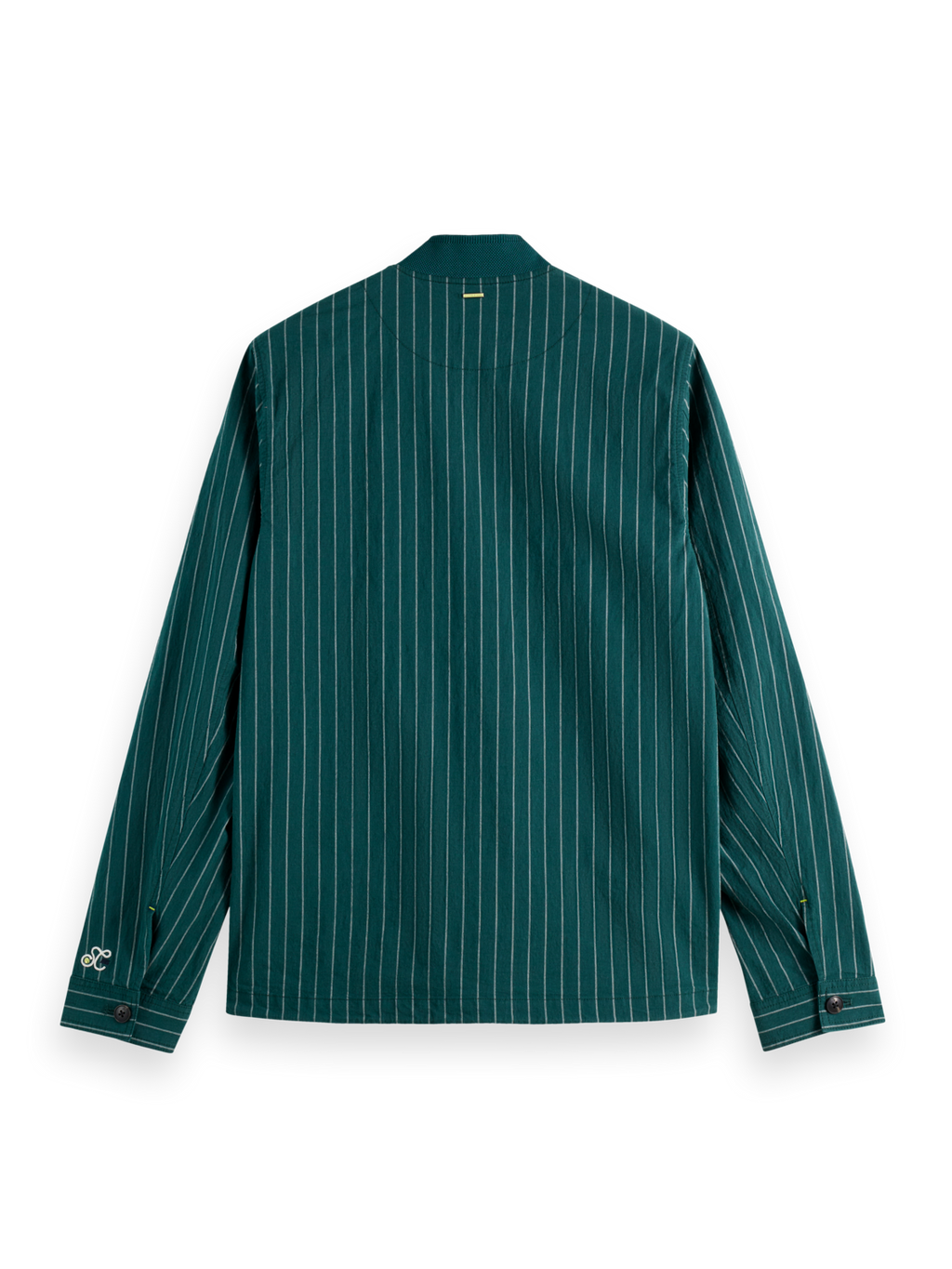 Pinstriped cotton-blend bomber jacket