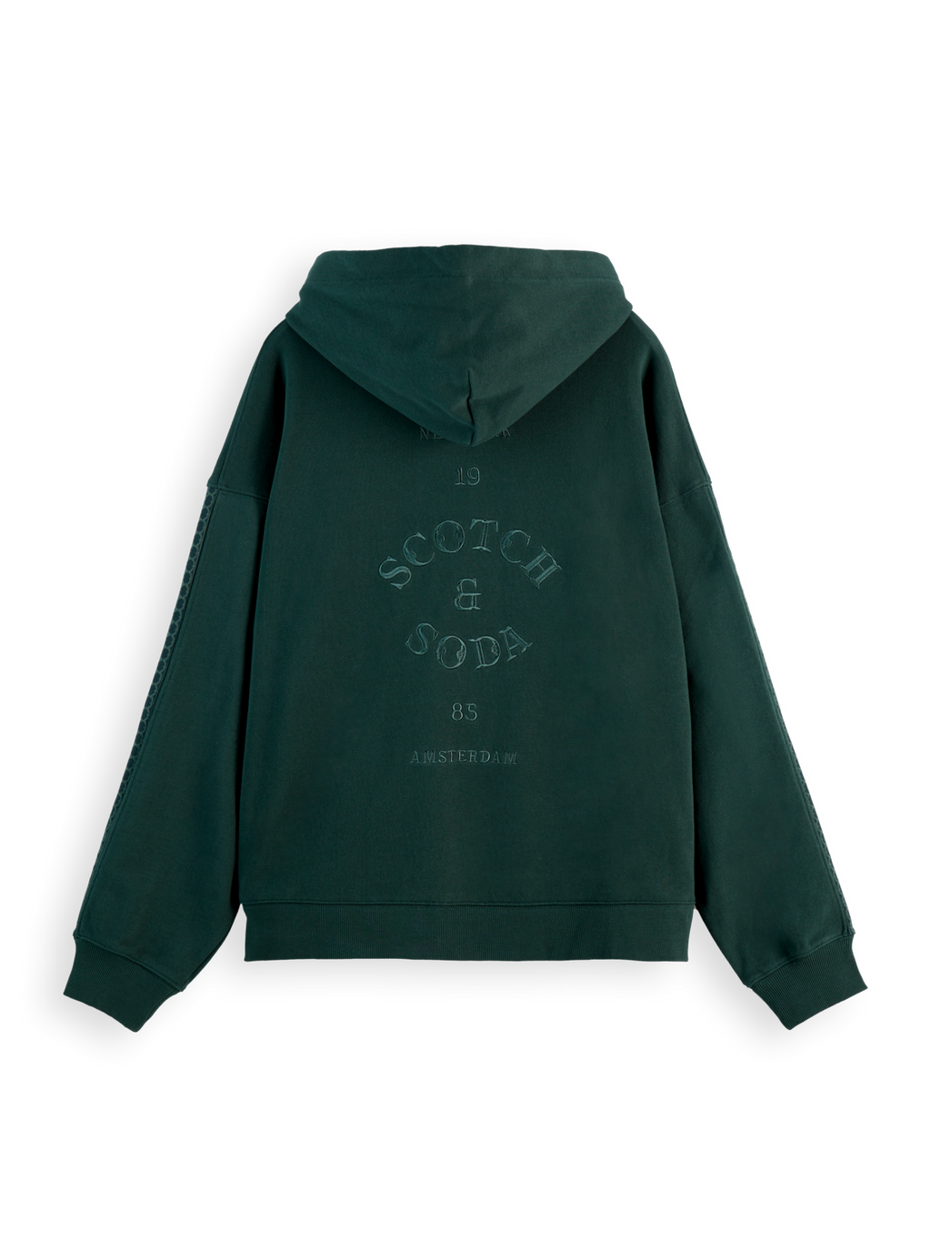 Rib insert zipped loose hoodie