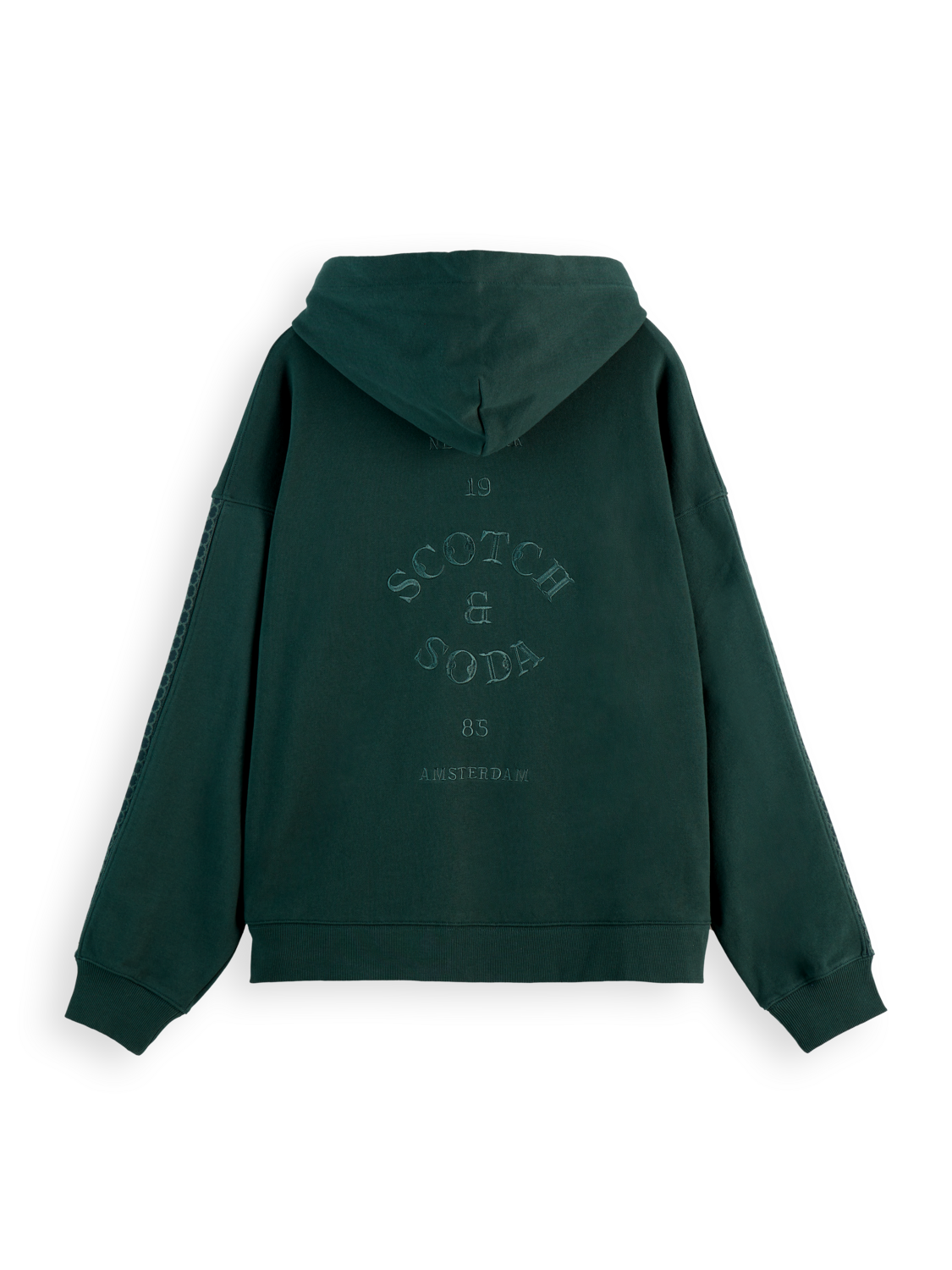 Rib insert zipped loose hoodie