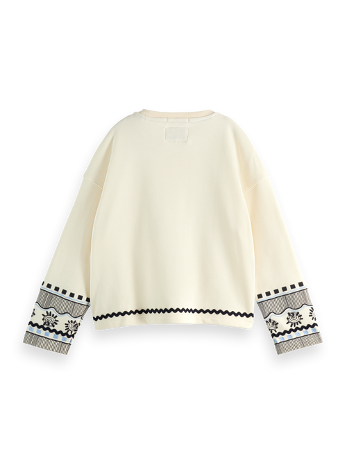 Loose-fit embroidered crewneck