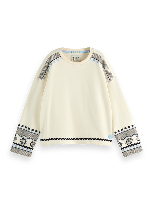 Loose-fit embroidered crewneck