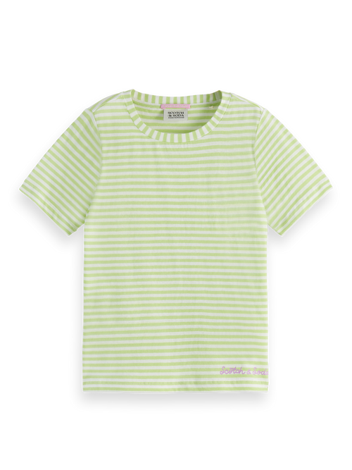 Regular-fit yarn-dyed linen blend t-shirt