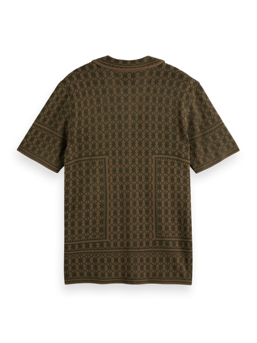 Jacquard knitted short sleeve shirt