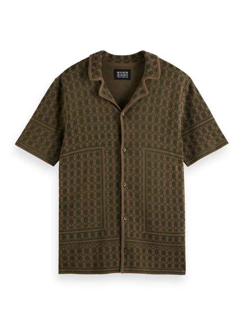 Jacquard knitted short sleeve shirt