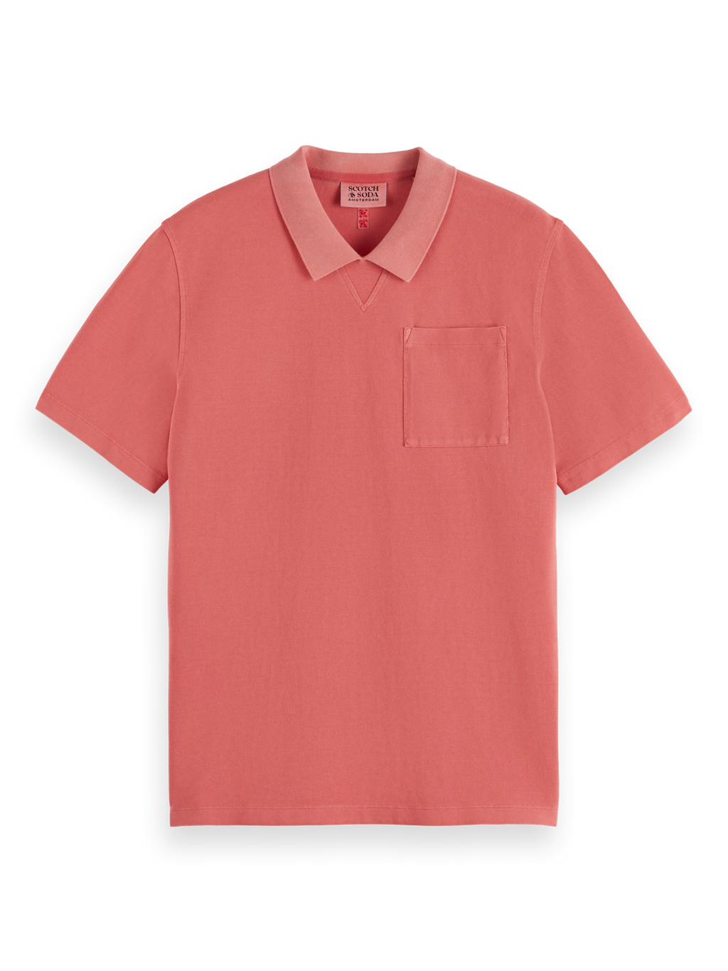 Garment dye pique pocket polo