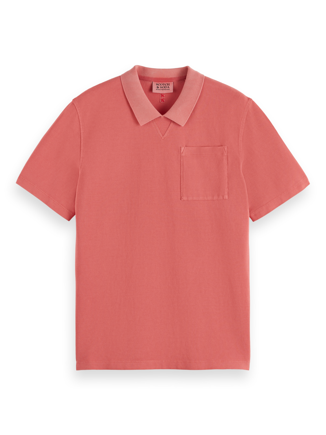 Garment dye pique pocket polo