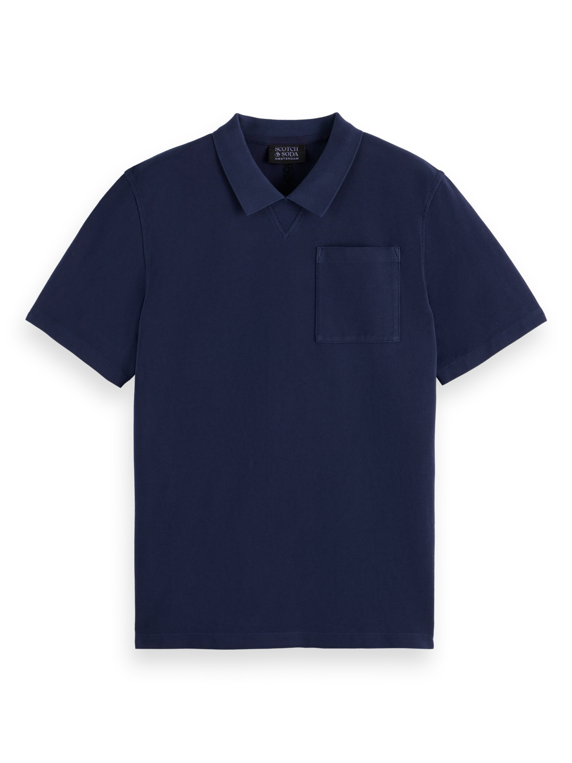 Garment dye pique pocket polo