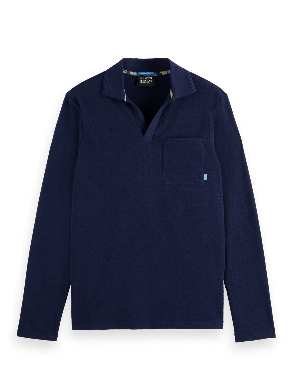 pocket relaxed long sleeve polo
