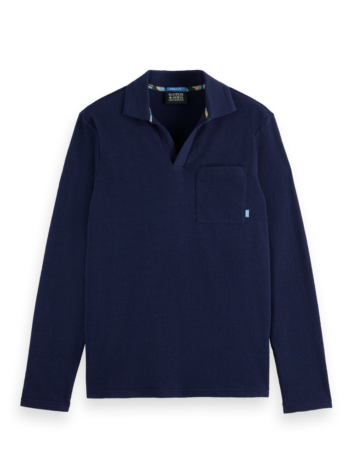 pocket relaxed long sleeve polo