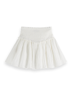 Textured cotton smocked skirt