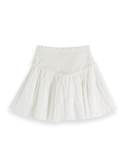 Textured cotton smocked skirt