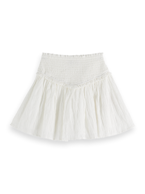 Textured cotton smocked skirt