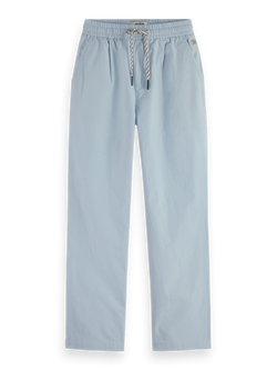 Loose-tapered linen blend pants