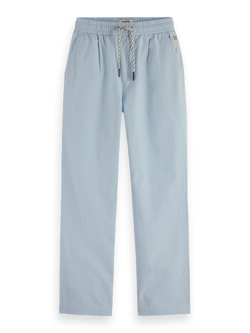 Loose-tapered linen blend pants