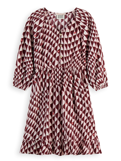 Wavy printed viscose dress