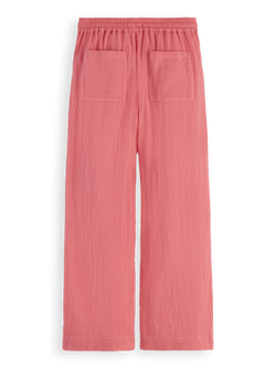 Wide-leg crinkle cotton pants