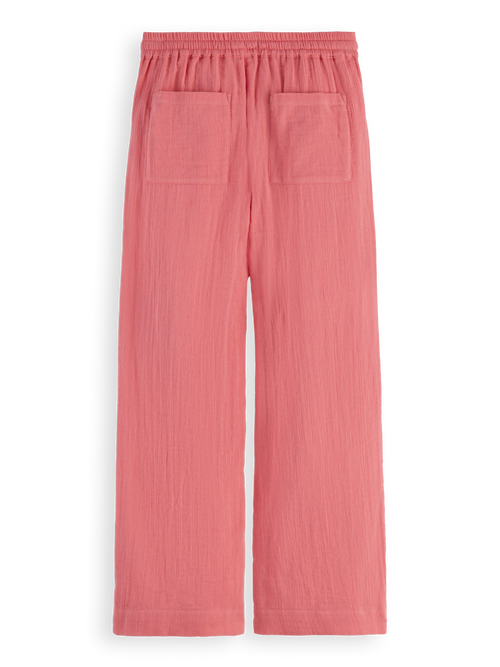 Wide-leg crinkle cotton pants