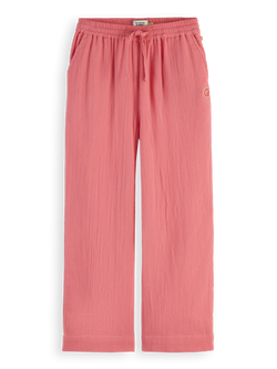 Wide-leg crinkle cotton pants