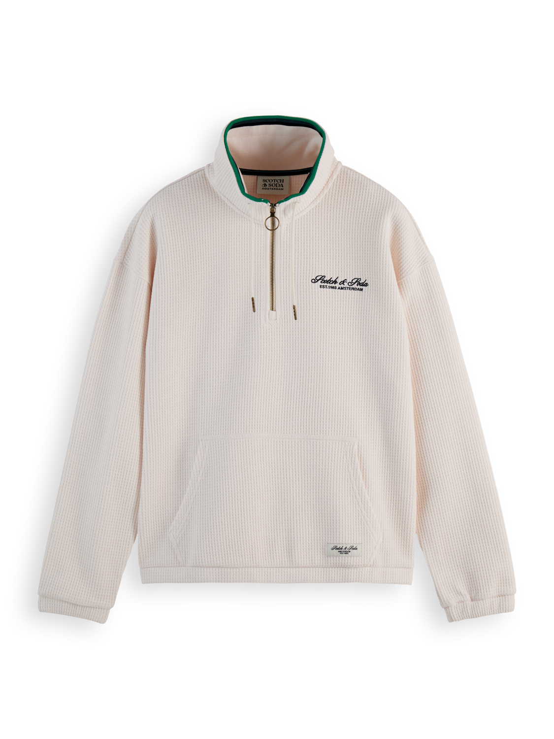 Waffle half zip sweatshirt