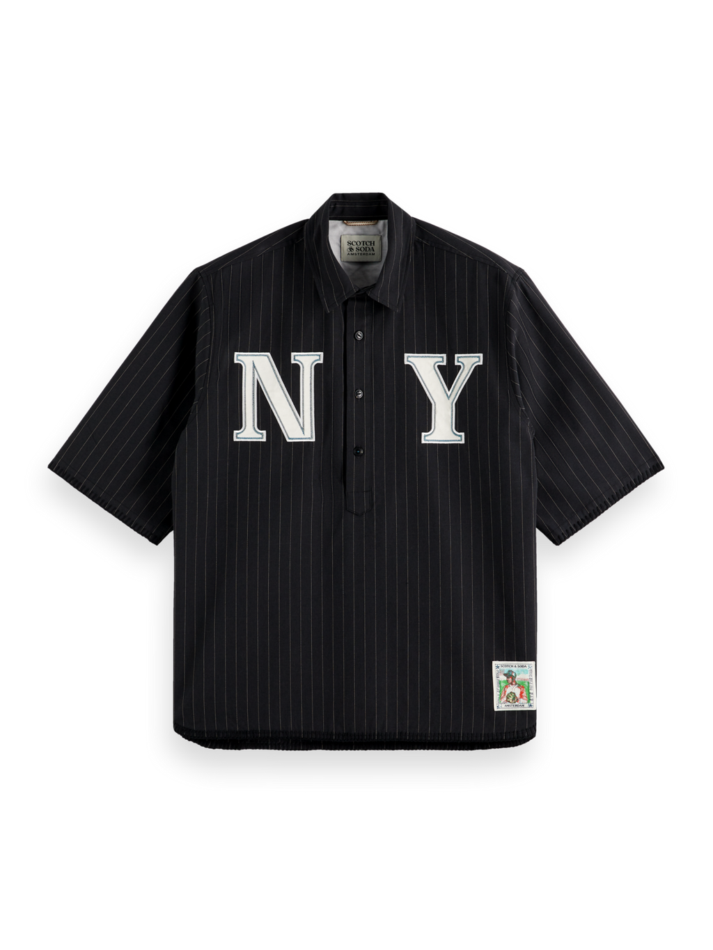 Tailored pinstriped baseball shirt