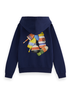 Regular-fit zip-through hoodie with artworks