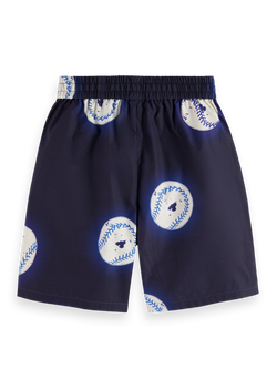 Mid-length all-over printed swimshorts