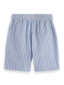 Seersucker striped textured shorts