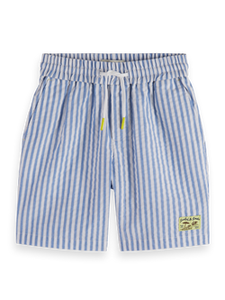 Seersucker striped textured shorts