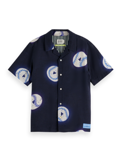 All-over printed short-sleeved viscose shirt