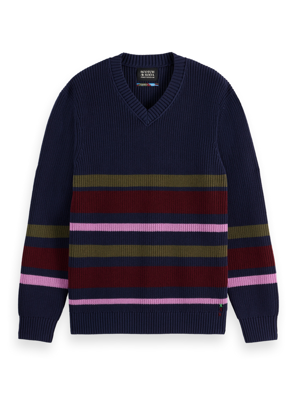 Striped v-neck pullover