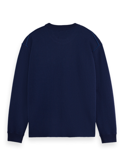 Merino double face dropped shoulder crewneck