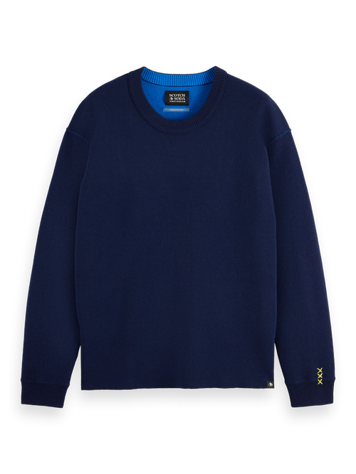 Merino double face dropped shoulder crewneck