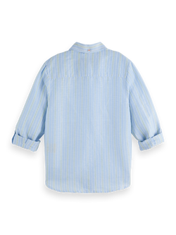 Yarn-dyed linen blend long-sleeved shirt