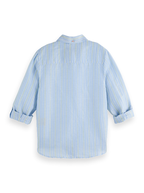 Yarn-dyed linen blend long-sleeved shirt