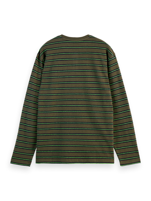 Stripe relaxed fit textured long sleeve t-shirt