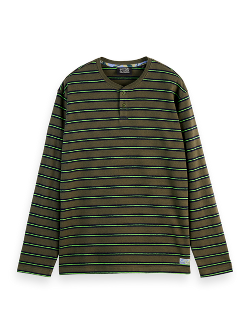 Stripe relaxed fit textured long sleeve t-shirt