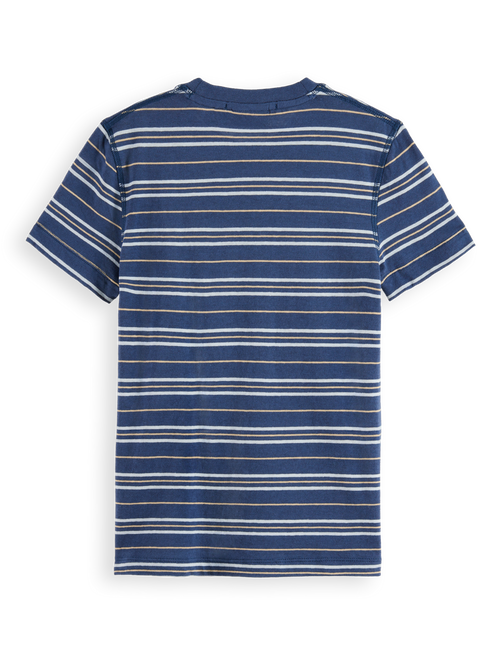 Relaxed-fit yarn-dyed linen blend striped t-shirt