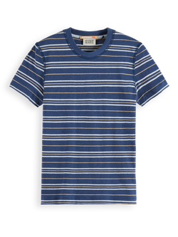 Relaxed-fit yarn-dyed linen blend striped t-shirt