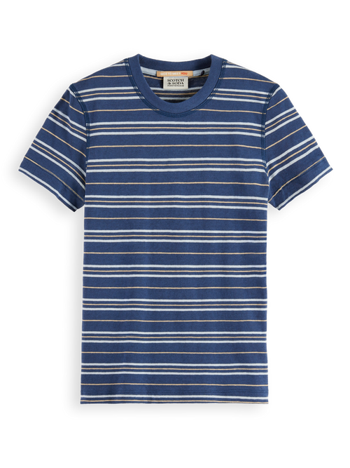 Relaxed-fit yarn-dyed linen blend striped t-shirt