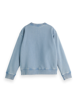 Loose-fit garment-washed crewneck with front artwork