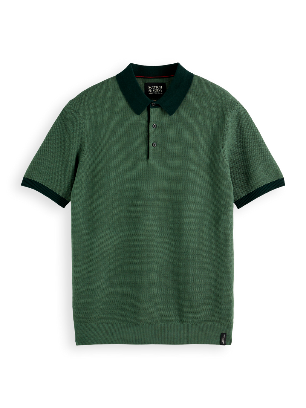 Structured knitted solid polo
