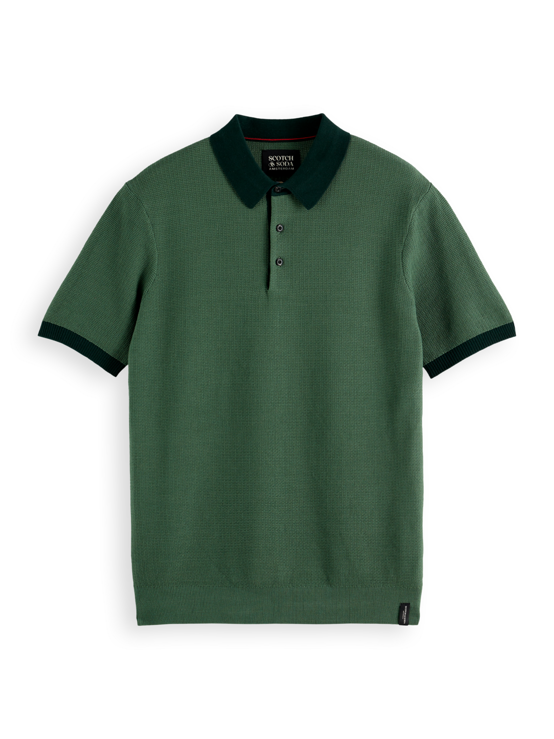 Structured knitted solid polo