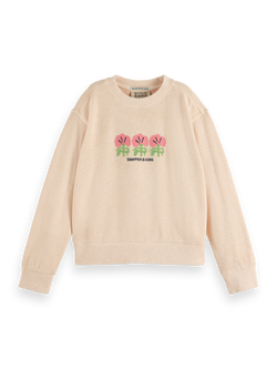 Relaxed-fit garment-dyed crewneck with front artwork