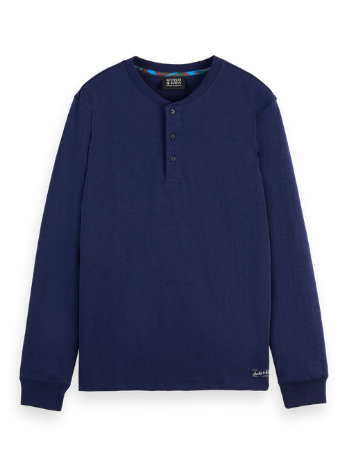 Slub henley regular fit long sleeve t-shirt