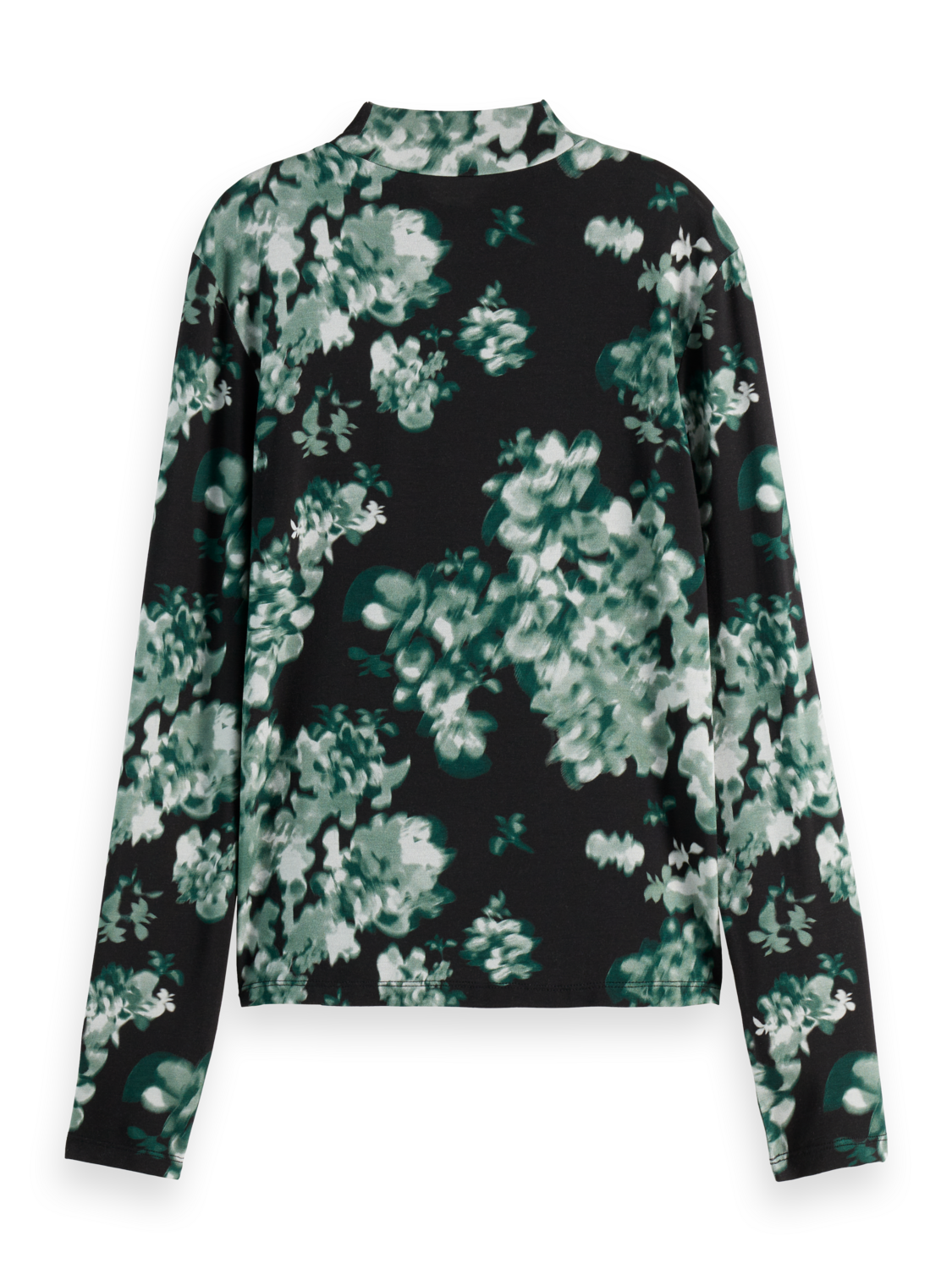 printed mock neck long sleeve top