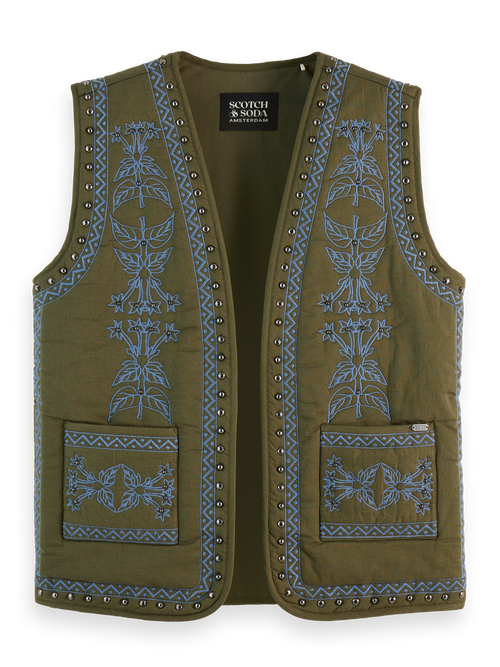 Floral embroidered gilet