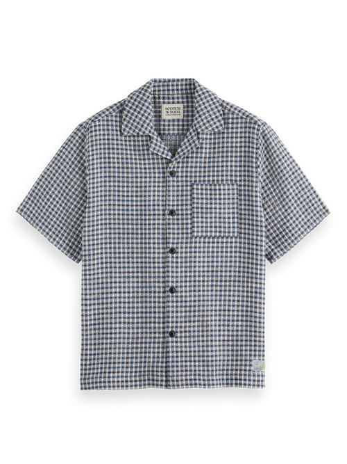 Relaxed fit short sleeve jacquard shirt