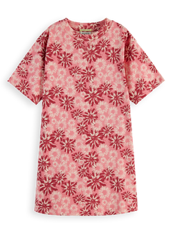 Short-sleeved floral printed t-shirt dress