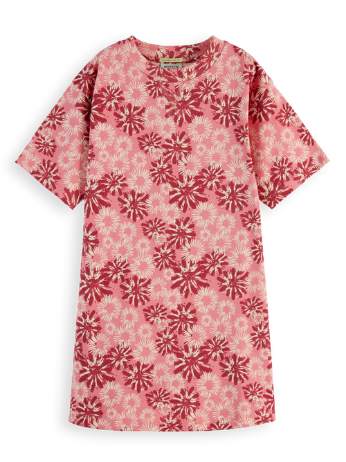 Short-sleeved floral printed t-shirt dress