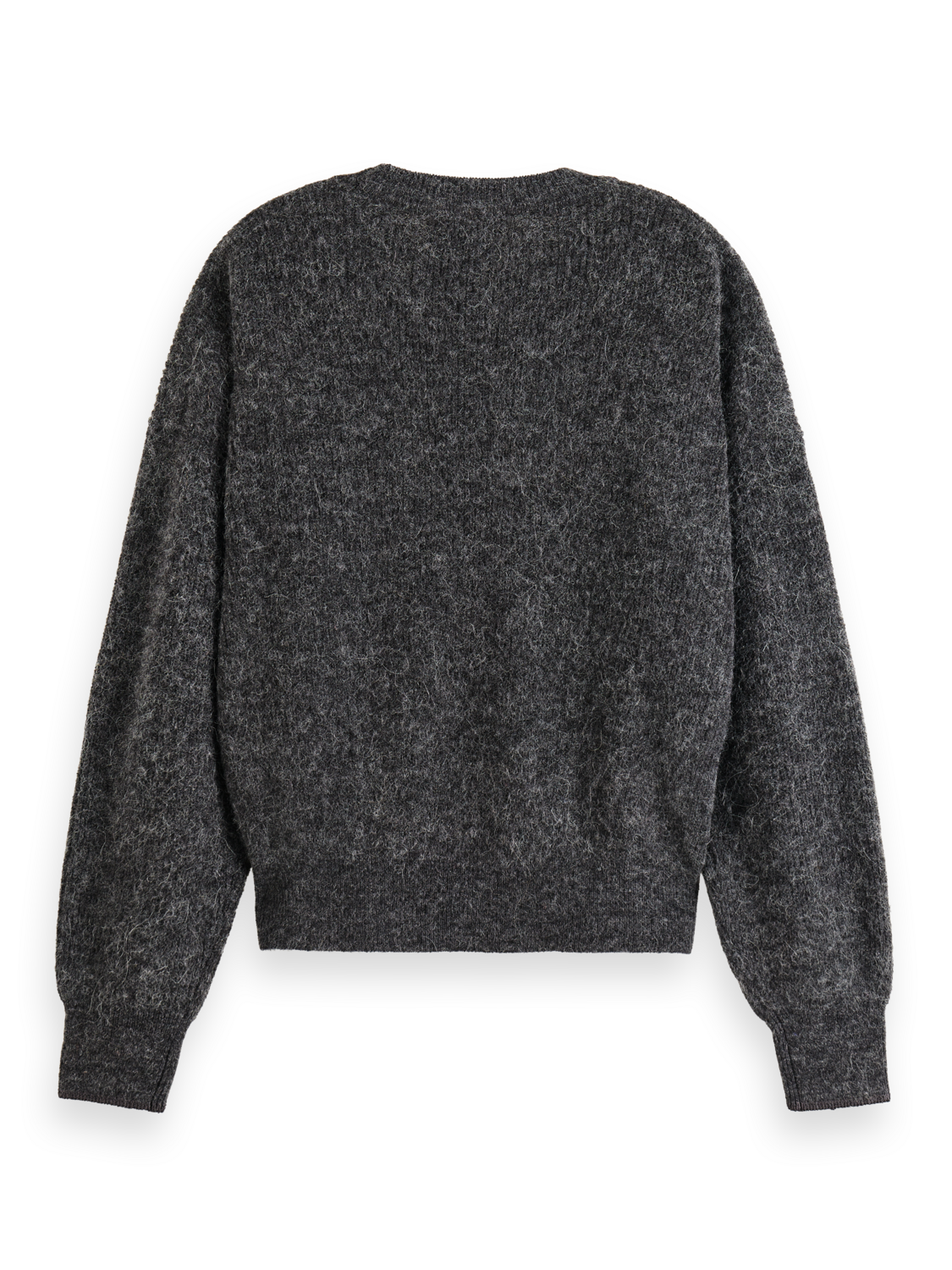 Essentials fuzzy crewneck pullover - CHARCOAL MELANGE